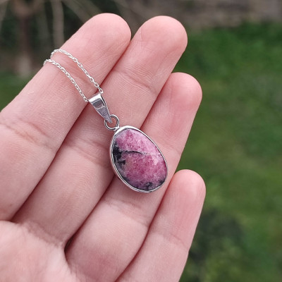 925 Silver Rhodonite Stone Pendant