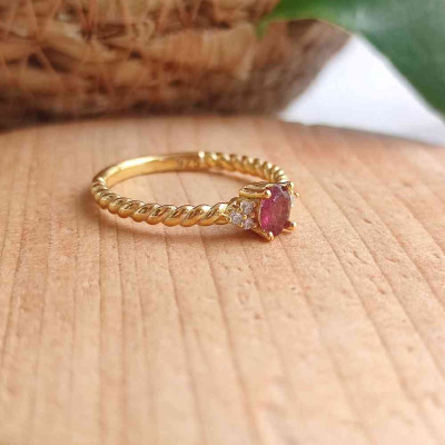 925 Sterling Silver Rhodonite Stone Ring
