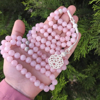 925 Silver 8mm Rose Quartz Rosary