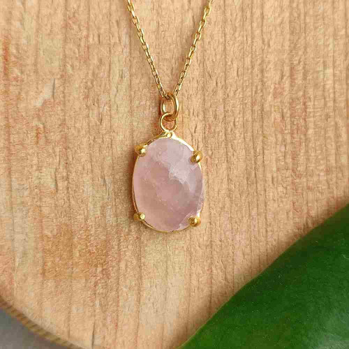 925 Silver Natural Rose Quartz Stone Pendant 925 Silver Natural Rose Quartz Stone Pendant
