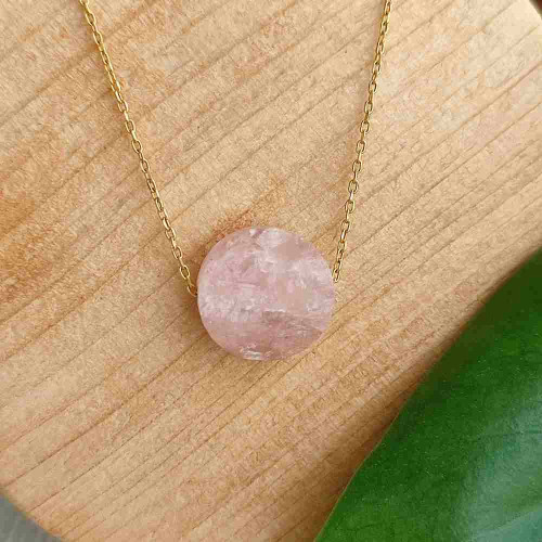 925 Silver Natural Rose Quartz Stone Pendant - Natural Shape 925 Silver Natural Rose Quartz Stone Pendant - Natural Shape