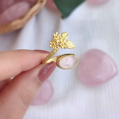 925 Silver Natural Rose Quartz Stone Ring - Special Design 925 Silver Natural Rose Quartz Stone Ring - Special Design