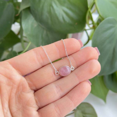 925 Silver Natural Rose Quartz Stone Pendant - Natural Shape