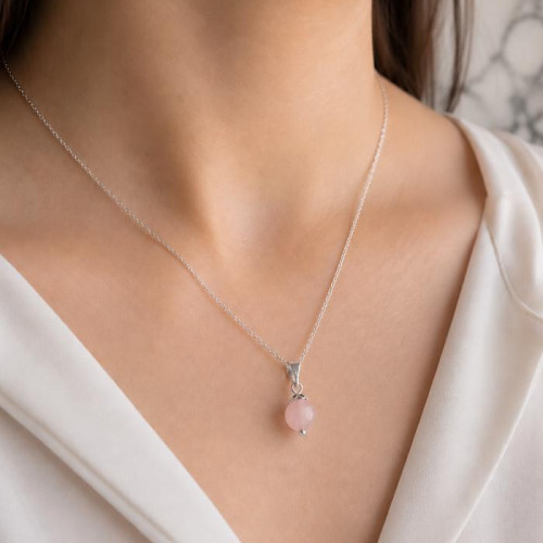 925 Silver Natural Rose Quartz Stone Pendant