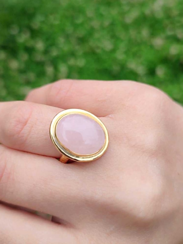 925 Ayar Gümüş Pembe kuvars Yüzük