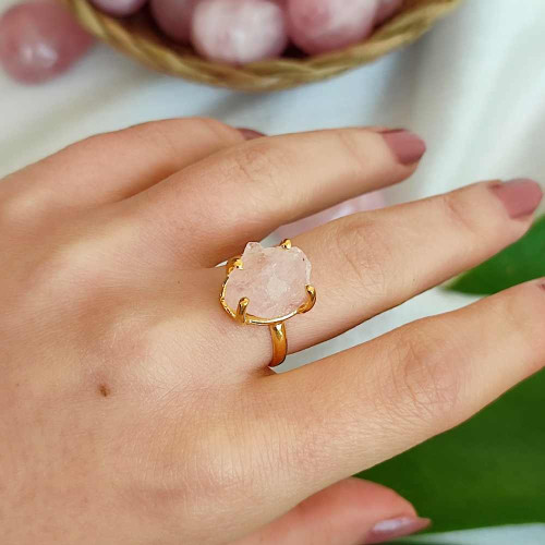 925 Silver Natural Rose Quartz Stone Ring 925 Silver Natural Rose Quartz Stone Ring