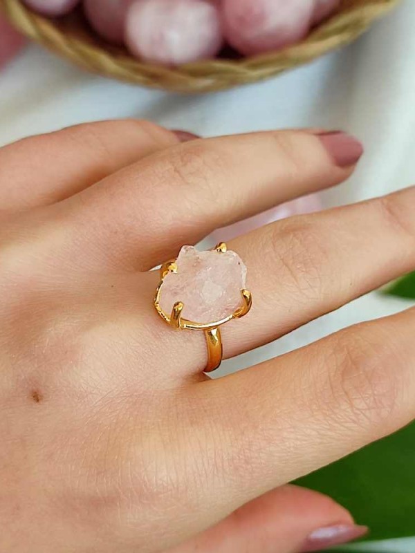 925 Ayar Gümüş Pembe kuvars Yüzük