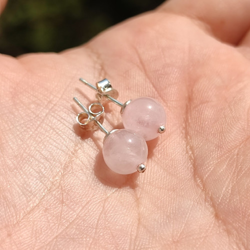 925 Silver Natural Rose Quartz Stone Earring