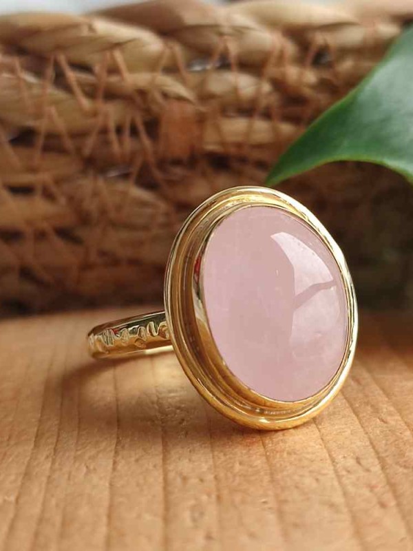 925 Ayar Gümüş Pembe kuvars Yüzük