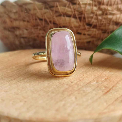 925 Silver Natural Rose Quartz Stone Ring