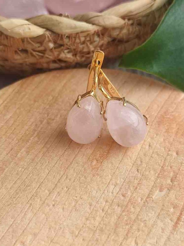 925 Ayar Gümüş Pembe kuvars Küpe