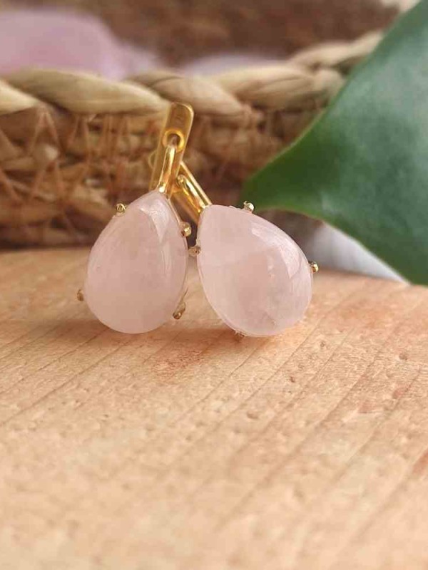 925 Ayar Gümüş Pembe kuvars Küpe