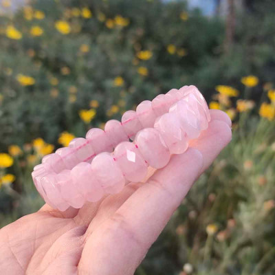 Natural Rose Quartz Stone Bracelet - Special Cut