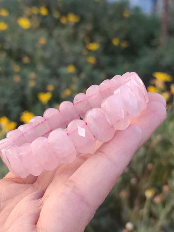 Pembe kuvars Taşi Bileklik