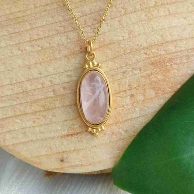 925 Silver Natural Rose Quartz Stone Pendant