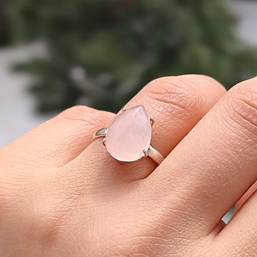 925 Silver Natural Rose Quartz Stone Ring 925 Silver Natural Rose Quartz Stone Ring