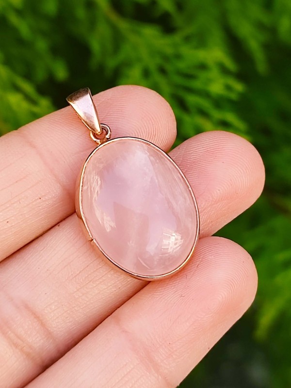 925 Ayar Gümüş Pembe kuvars Kolye