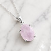 925 Ayar Gümüş Pembe kuvars Kolye
