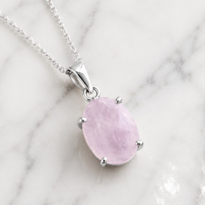 925 Silver Natural Rose Quartz Stone Pendant