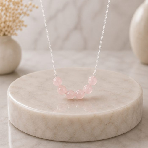 925 Silver Natural Rose Quartz Stone Pendant