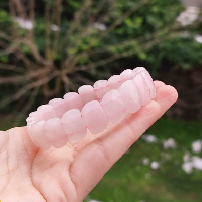 Natural Rose Quartz Stone Bracelet - Special Cut