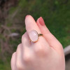 925 Silver Natural Rose Quartz Stone Ring
