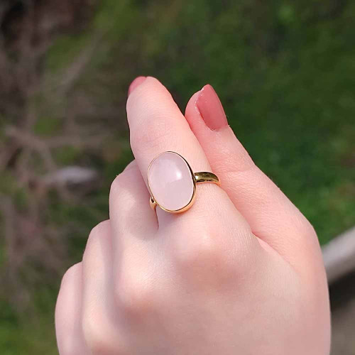 925 Silver Natural Rose Quartz Stone Ring 925 Silver Natural Rose Quartz Stone Ring