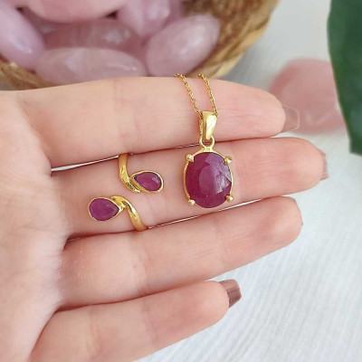 925 Silver Natural ruby Stone Set