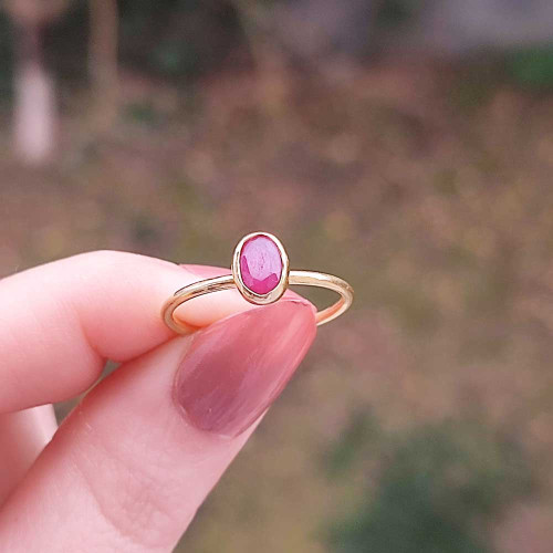 925 Silver Natural Red Ruby Stone Ring