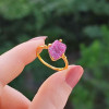 925 Silver Natural Red Ruby Stone Ring - Raw Shape