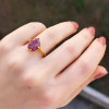 925 Silver Natural Red Ruby Stone Ring - Raw Shape