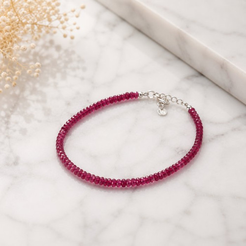 925 Ayar Gümüş Doğal Yakut Taşı Bileklik