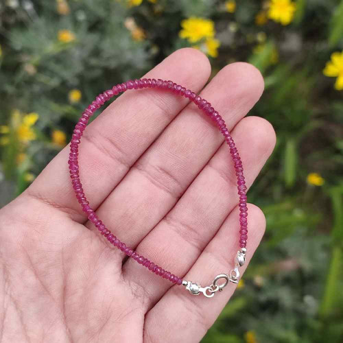 Beautiful Red Ruby Sterling Silver Bracelet