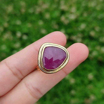925 Silver Natural Red Ruby Stone Ring