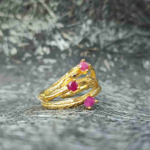 925 Silver Natural Red Ruby Stone Ring