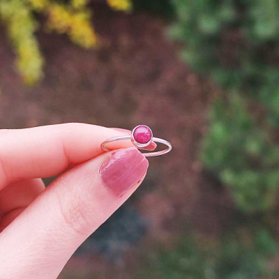 925 Silver Natural Red Ruby Stone Ring