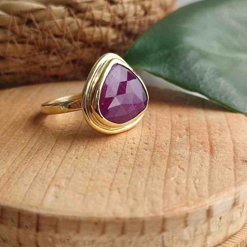 925 Silver Natural Red Ruby Stone Ring