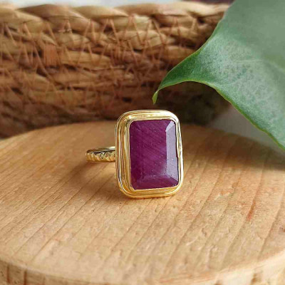 925 Silver Natural Red Ruby Stone Ring