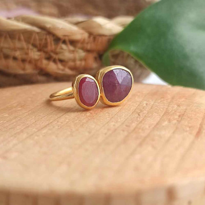 925 Silver Natural Red Ruby Stone Ring