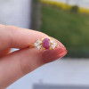 925 Silver Natural Red Ruby Stone Ring - Zircon Around