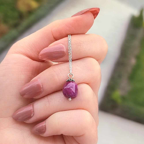 925 Silver Natural Red Ruby Stone Pendant