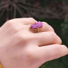 925 Silver Natural Red Ruby Stone Ring - Raw Shape