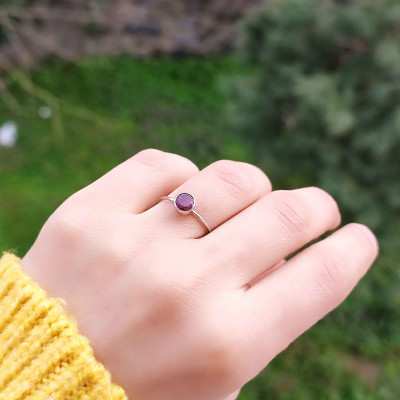 925 Silver Natural Red Ruby Stone Ring