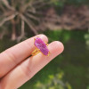 925 Silver Natural Red Ruby Stone Ring - Raw Shape