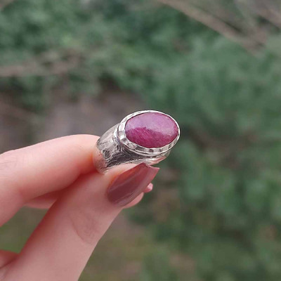 925 Silver Natural Ruby Stone Ring  - Men Ring