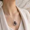 925 Silver Natural Black Rutilated Quartz Stone Pendant