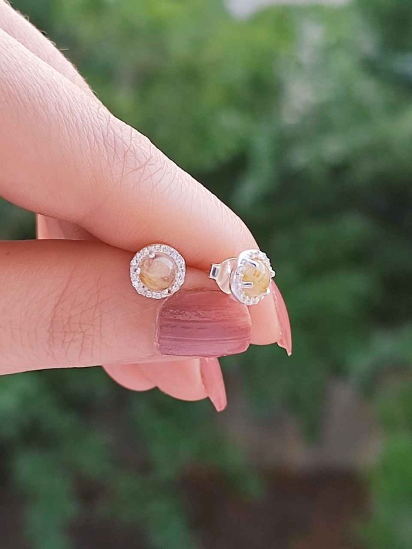 925 Ayar Gümüş Rutil Kuvars Küpe