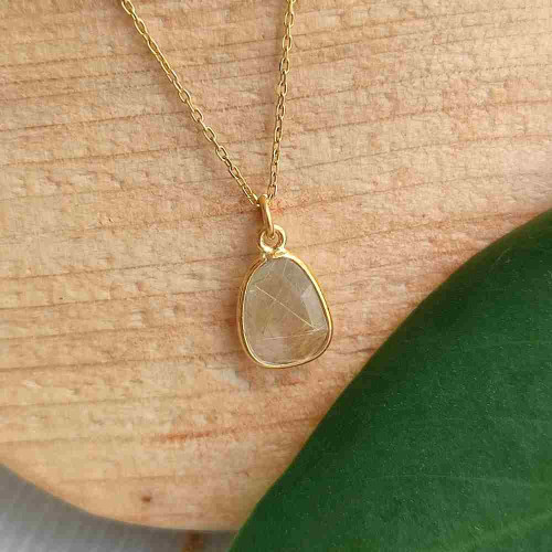 925 Silver Natural Golden Rutilated Quartz Stone Pendant 925 Silver Natural Golden Rutilated Quartz Stone Pendant