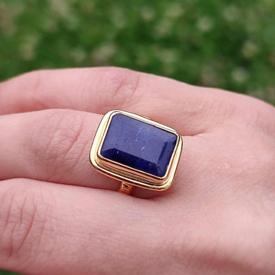 925 Sterling Silver Blue Sapphire stone Ring