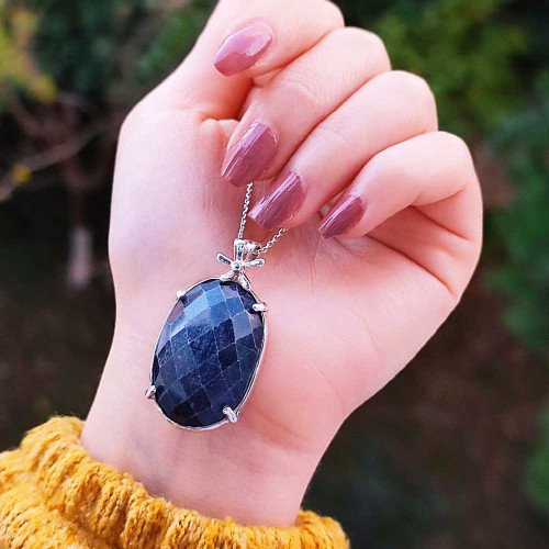 925 Sterling Silver Blue Sapphire stone Pendant 925 Sterling Silver Blue Sapphire stone Pendant